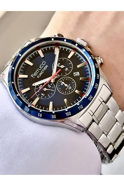 Ferrucci Men's Multifunctional Metal Band Wristwatch