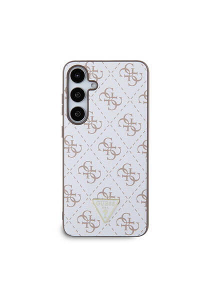Guess Galaxy S24 Plus Uyumlu Kılıf Guess Lisanslı PU Üçgen Logo 4G Desenli Ka...