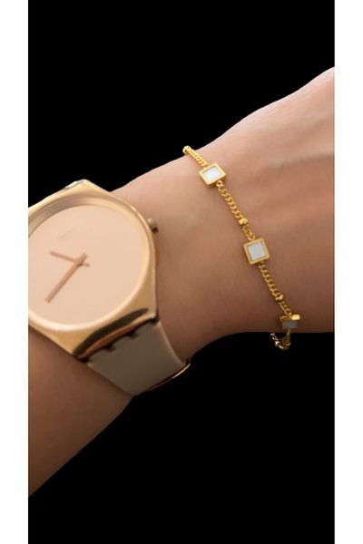 Aleda Minimal Pearlescent Square Steel Bracelet
