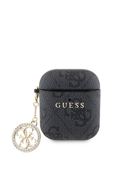 Guess Airpods Uyumlu Kılıf Guess  Lisanslı 4G Desenli Taşlı 4G Süs Zincirli S...