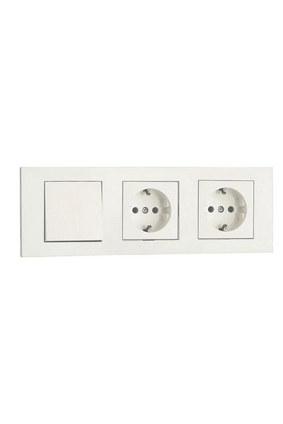 ga gözde aydınlatma OVİVO GRANO WHITE SWITCH + GROUNDED SOCKET + GROUNDED SOCKET + TRIPLE FRAME TRIPLE SET