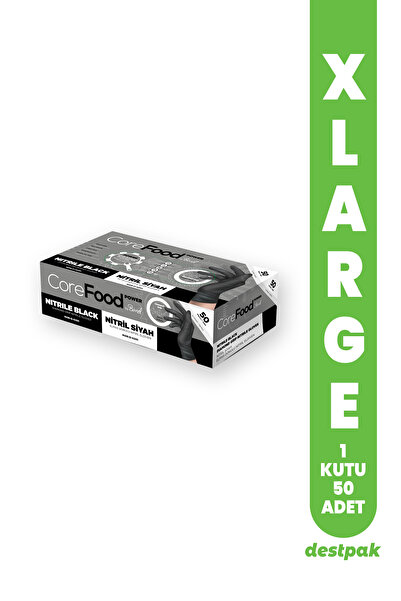 Destpak Bimel Corefood Siyah Nitril Ekstra Kalın Tırtıklı Pudrasız Eldiven (XLARGE) (1 KUTU-50 ADET)