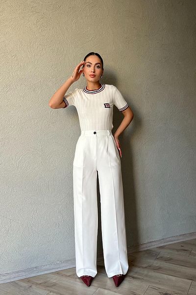 Seda Yalçın Atelier Ecru Pleated Detailed Palazzo Trousers