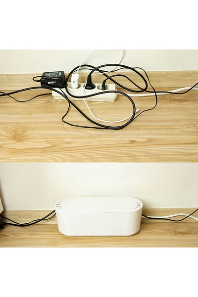 Decobella White Cable Organizer - 32x10x12 cm