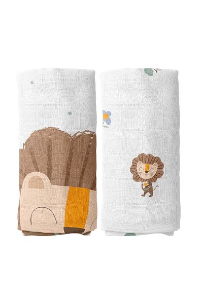 Casadora Baby Simba 100% Cotton Muslin Blanket Set (90X90 CM 2-Piece)