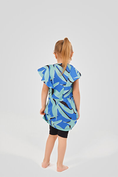 ALFASA Desenli Volan Detaylı Sıfır Kol Çocuk Mayo