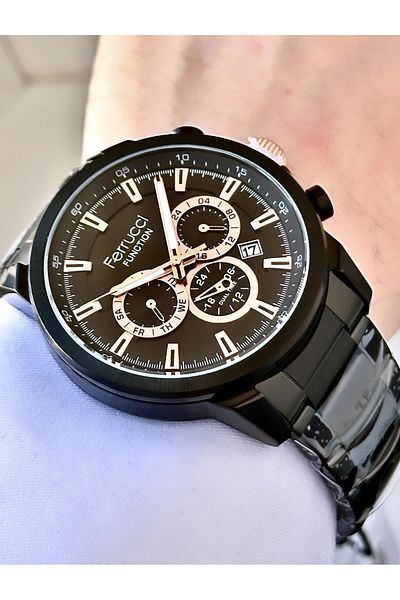 Ferrucci Men's Multifunctional Metal Band Wristwatch
