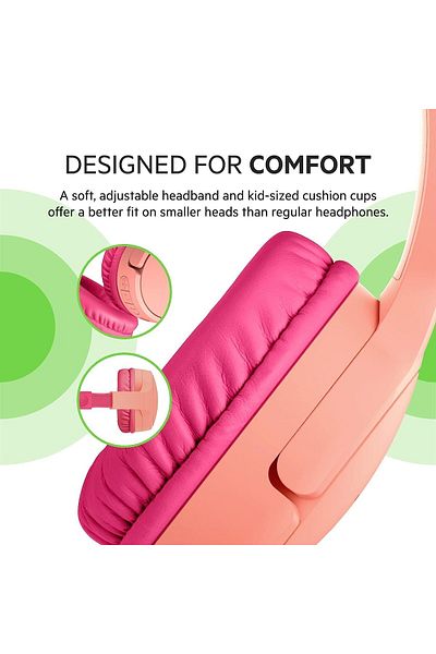 Belkin SoundForm Mini Kids - سماعة رأس لاسلكية للأطفال باللون الوردي