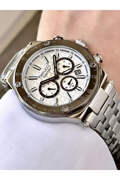 Ferrucci Men's Multifunctional Metal Band Wristwatch