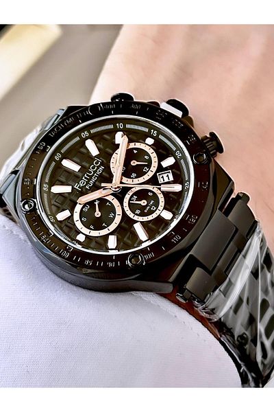 Ferrucci Men's Multifunctional Metal Band Wristwatch