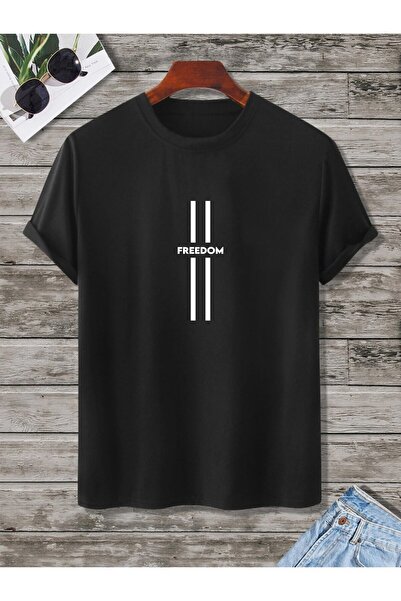 Stendhal Μπλουζάκι Unisex Freedom Μαύρο Oversize με στάμπα