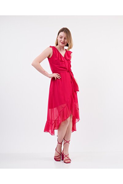 Swass Şifon Sıfır Kollu Beli Lastikli Elbise