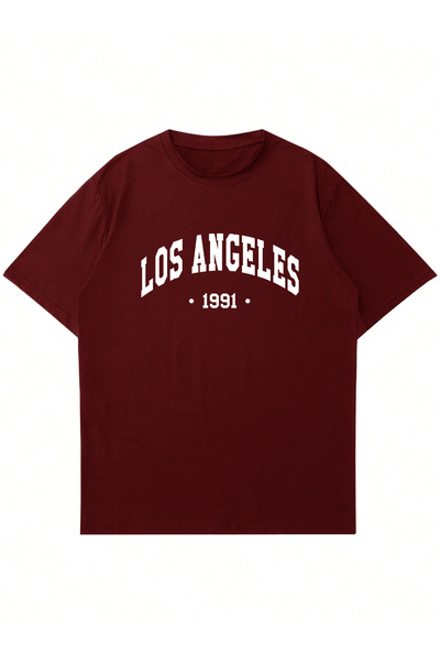 Ginevra Μπλουζάκι Unisex Oversize Crew Neck Los Angeles με στάμπα