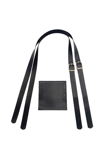 angel çanta aksesuar Angel Bag Accessory - Faux Leather, Pocket, Adjustable Double Handle, Black Light Gold Metal Set