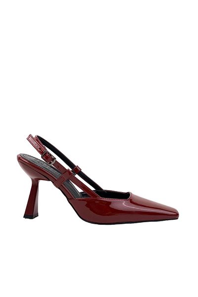 bescobel Women's Yojda Claret Red Patent Leather Heeled Open Back Shoes 8 CM 765