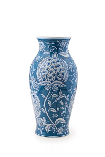 The Mia BLEU BLANC DEKORATİF KÜP VAZO 25X25X51CM