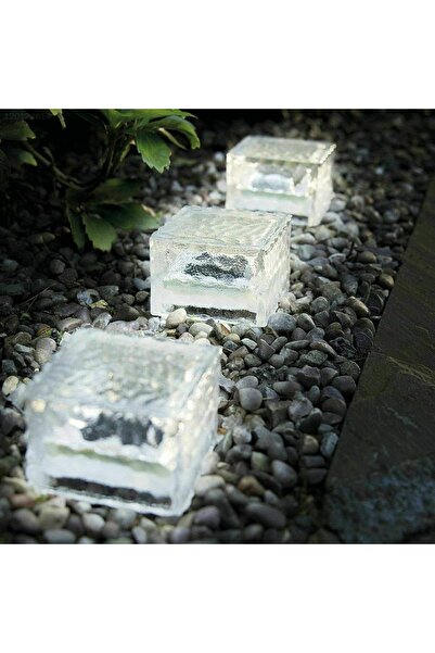 gaman Güneş Enerjili Solar LEDli Buzlu Cam Tuğla Görünümlü Beyaz Renk Peyzaj ...