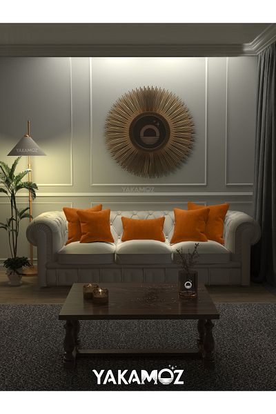 Yakamoz Velvet Look Velvet Touch Orange Color Puffer Cushion - Pillow Case Series