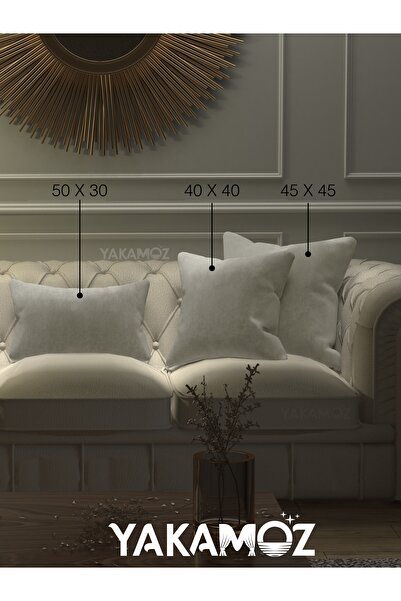 Yakamoz ECRU COLOR KIRLENT, PILLOW CASE VELVET TOUCH SERIES WITH VELVET LOOK