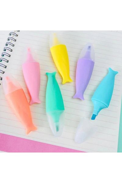 Woody Sofia Fish Figure Animal 6-Piece Highlighter Set