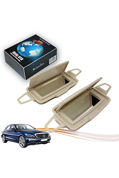 İDEAL OTOMOTİV طقم مرآة حاجب الشمس لليسار واليمين لسيارة Mercedes C W205 (2014-...) - لون كريمي