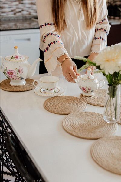 My eticaret Jute Straw Rope Trivet Pot Pan Teapot Coaster 20 cm