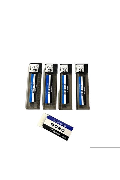 Tombow MONO WHITE ERASER & TOMBOW 0.5 mm TIP 4 PIECES (SET OF 5)