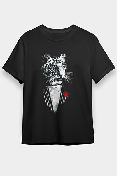 Darkhane Rose Tiger Black Unisex T-Shirt T-Shirt