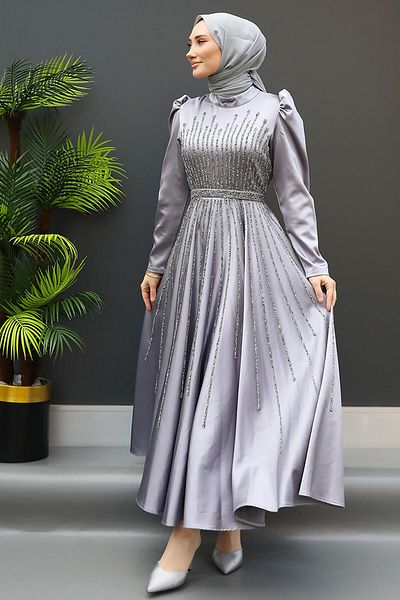 GİZ AGİYİM Βραδινό φόρεμα Sun Hijab Γκρι