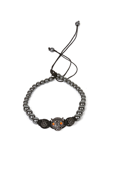 M Miel Erkek Kaplanlı Zirkon Taş Makrome Bileklik