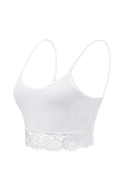 Transacoustic Beyaz Dantelli Askılı Büstiyer