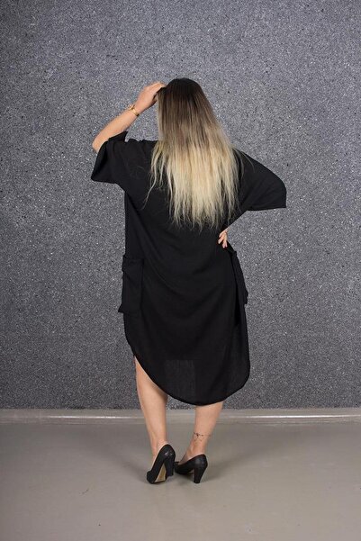 Truva XXL Φόρεμα πουκάμισο από λινό μεγάλου μεγέθους, χρωματιστό Elb654