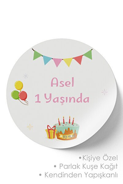 deer art Kişiye Özel Doğum Günü Etiketi (Sticker) - 3x3cm 52 Adet