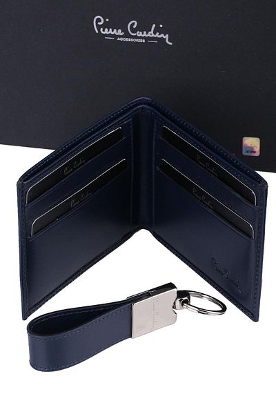 Pierre Cardin Navy Blue Wallet - Keychain Set Ca02