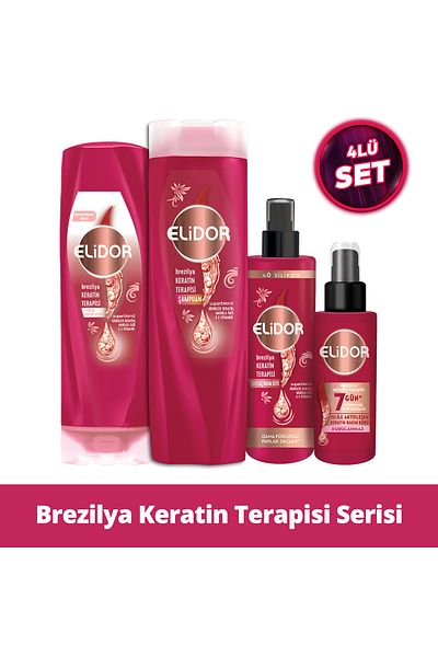 Elidor Keratin Brazilian Hair Care Therapy - Set of 4