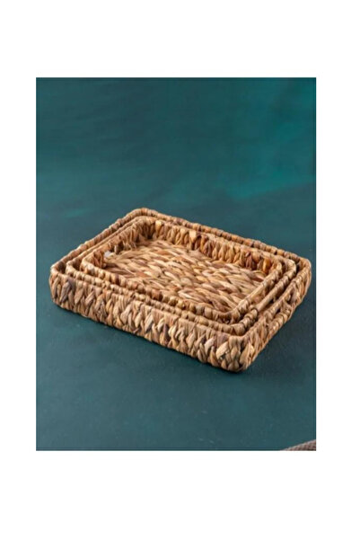 ACAR Dikdörtgen Hasır Tepsi Seti 3 Parça