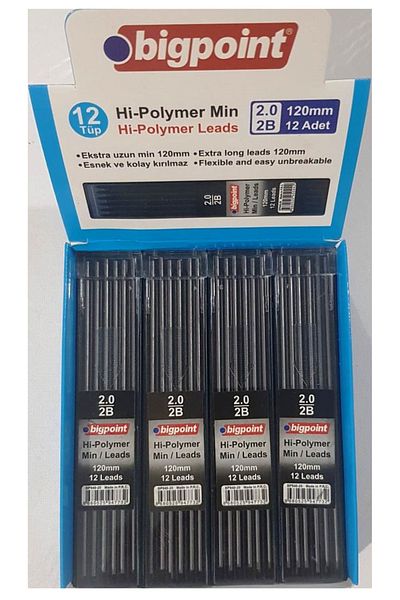 Bigpoint Pen Tip (Min) 2mm 2B 120mm 12 Pieces 144 Pieces Min Technical and Artistic