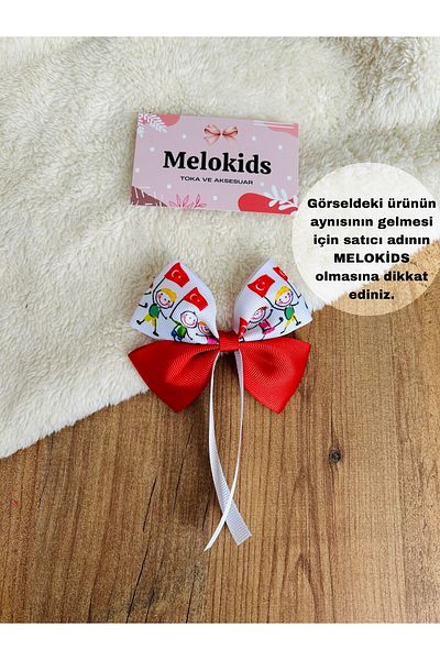Melo Turkish Flag Kids April 23 Ribbon Bow Clip Buckle
