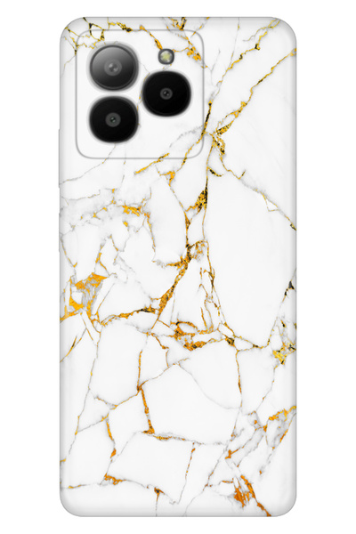 omix X7 Uyumlu Kılıf Desenli Baskılı Silikon Sarı Beyaz Mermer