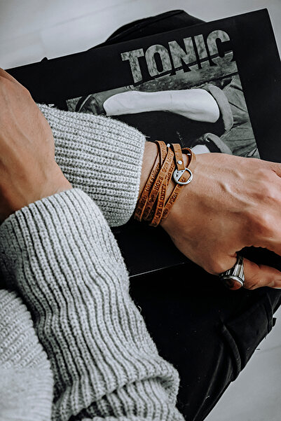 KAVIAQ Unisex Kahverengi Deri Bileklik - Tüm Bilek Ölçülerine Uygun & Özel Ku...