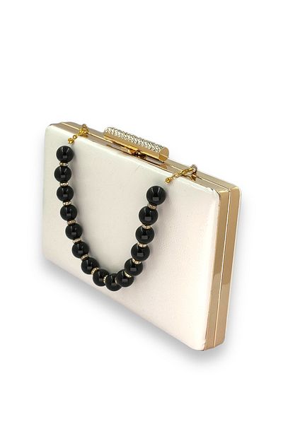 Biçanta Mother of Pearl Λευκό μαργαριτάρι λαβή τσαλακωμένο λουστρίνι βραδινό φόρεμα τσάντα βραδινή τσάντα γάμου αρραβώνων Τσάντα χέννα