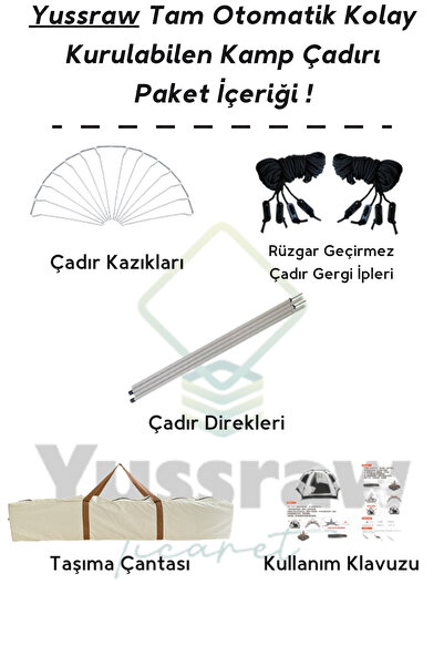 Yussraw 4-8 kişi 6 gen kamp çadırı taşınabilir otomatik çadır güneşlik kamp hızlı açık çadır 280*280*160