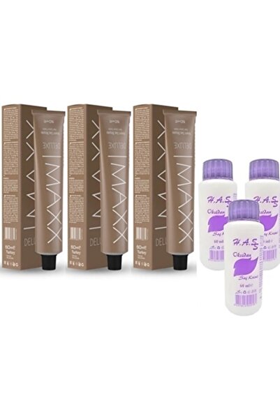 MAXX DELUXE Tüp Saç Boyası 6.37 Bronz Kahve 60 Ml 3 Adet+3 Adet Oksidan