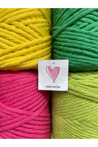 Makromİps MACROME STRING (4 pieces X 250 gr) COTTON SINGLE STRING SCAN HOBBY KEYCHAIN PACK RAINBOW BAG STRING
