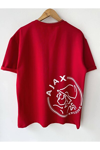 Erkek AJAX Oversize Baskılı Pamuklu Bisiklet Yaka Kısa Kollu T-shirt