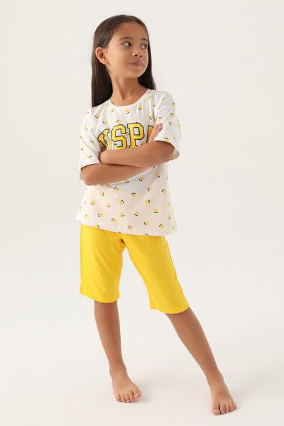 U.S. Polo Assn. US Polo AssnLicensed Heart Pattern Girl's Capri Set