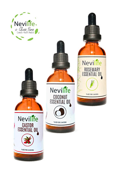 nevilife 3'lü Bakım Yağları Biberiye Yağı 50 ml, Hindistan Cevizi Yağı 50 ml,...