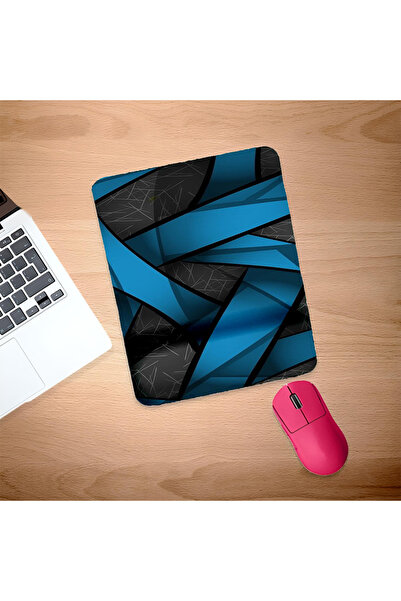 UcuruStore Mouse Pad cu dungi albastre pe fundal negru și suport pentru înche...