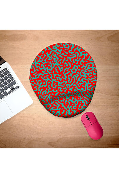 UcuruStore Κόκκινο Πράσινο Mouse Pad με Σχισμές και Στήριγμα Καρπού