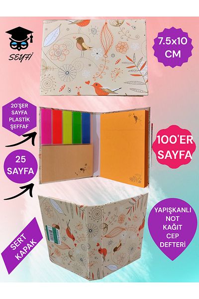 SEYFİKİRTASİYE ADHESIVE NOTE PAPER POCKET NOTEBOOK MODEL POST-IT NOTEBOOK ADHESIVE PAPER SET